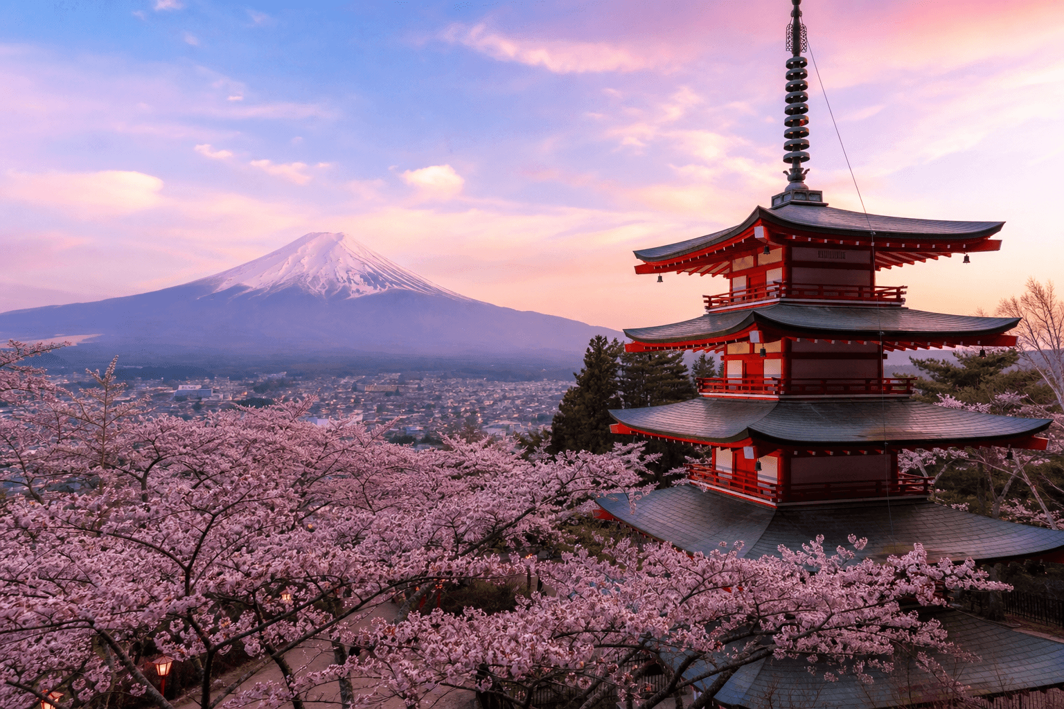 Pagode Chureito e monte Fuji no Japão